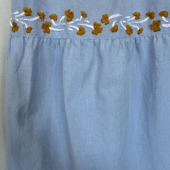 SAYLOR YUMI Cotton Linen Blue Ruffle Sleeve Lace Embroidered  Maxi Dress Size S - Picture 10 of 17